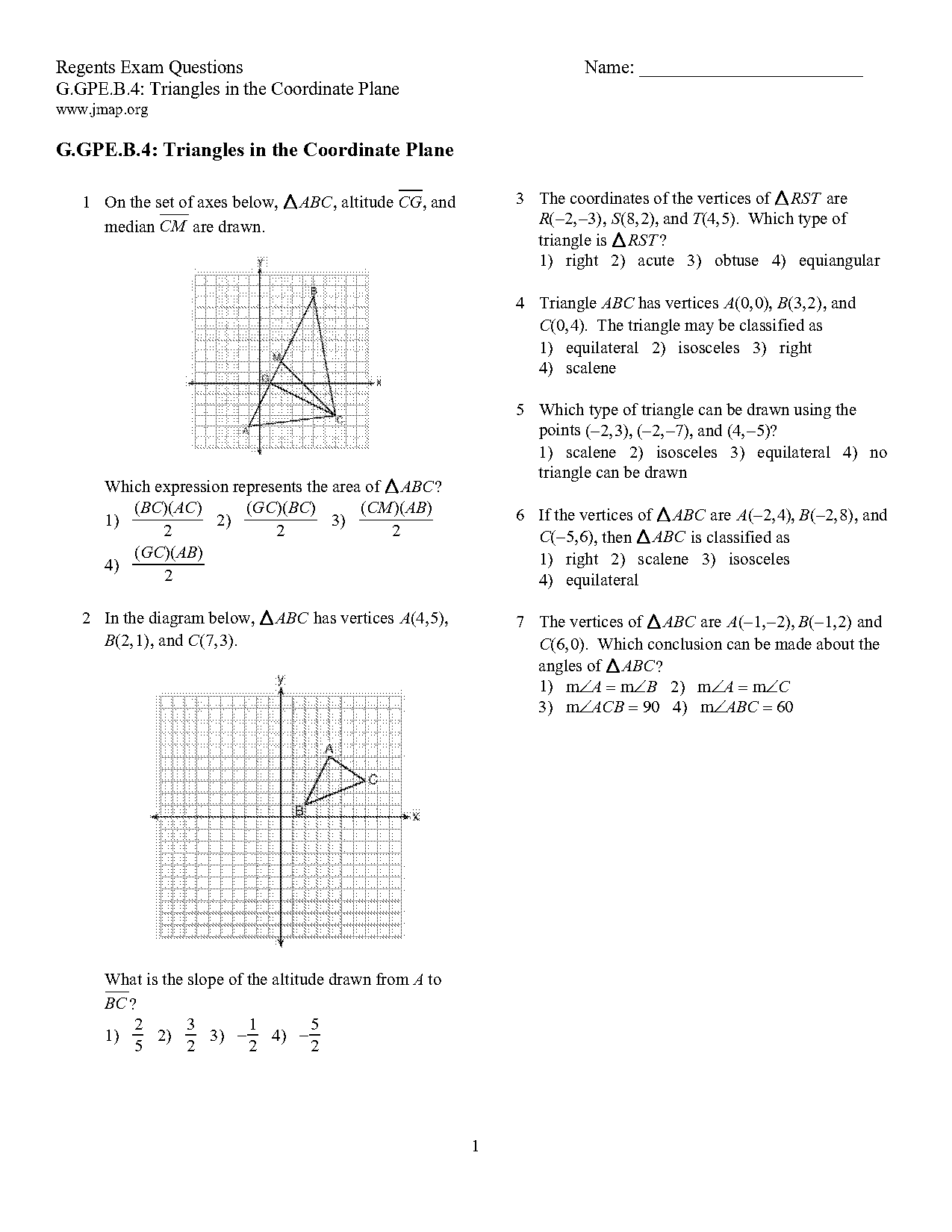 equilateral triangle and equiangular pdf worksheet